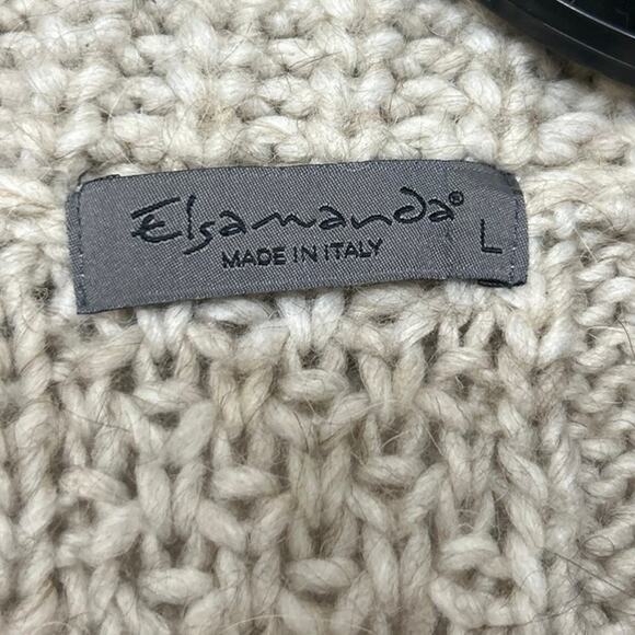Elsamanda Anthropologie Beige Cable Knit Full Zip Alpaca Wool Sweater Vest Lrg - Picture 12 of 14